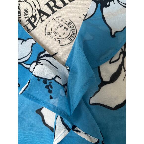 Calvin Klein Floral Chiffon Sheer Blouse - Picture 3 of 5